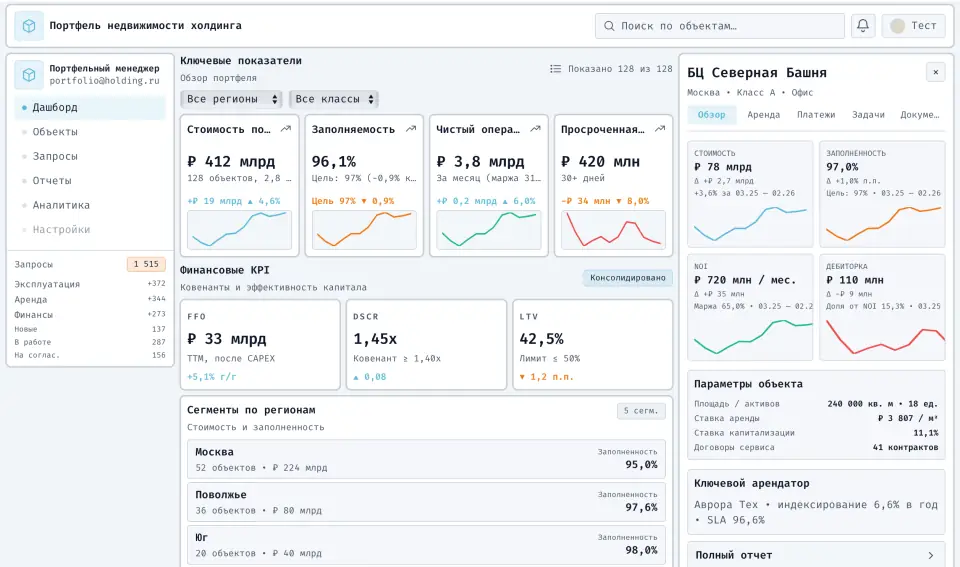 Сервис управления портфелем коммерческой недвижимости